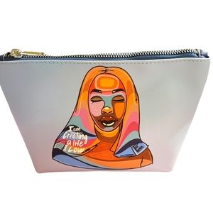 Pink Lomein OCS Designs Blue Afro Art Medium Bag Pouch Makeup Cosmetic Bag